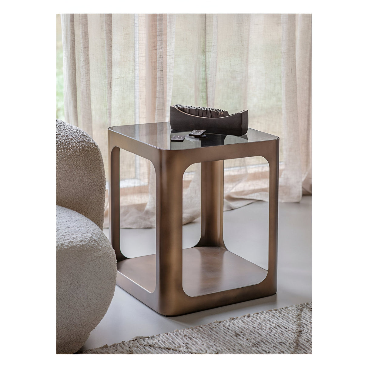 Thorpe Square Metal & Glass Side Table - Gold