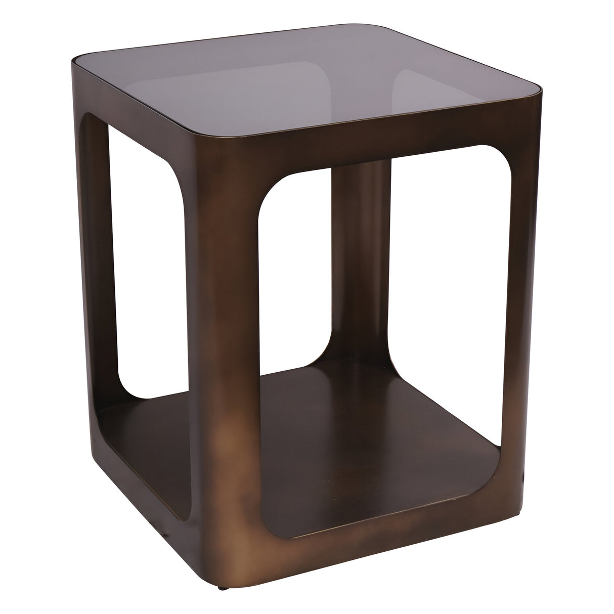 Thorpe Square Metal & Glass Side Table - Gold