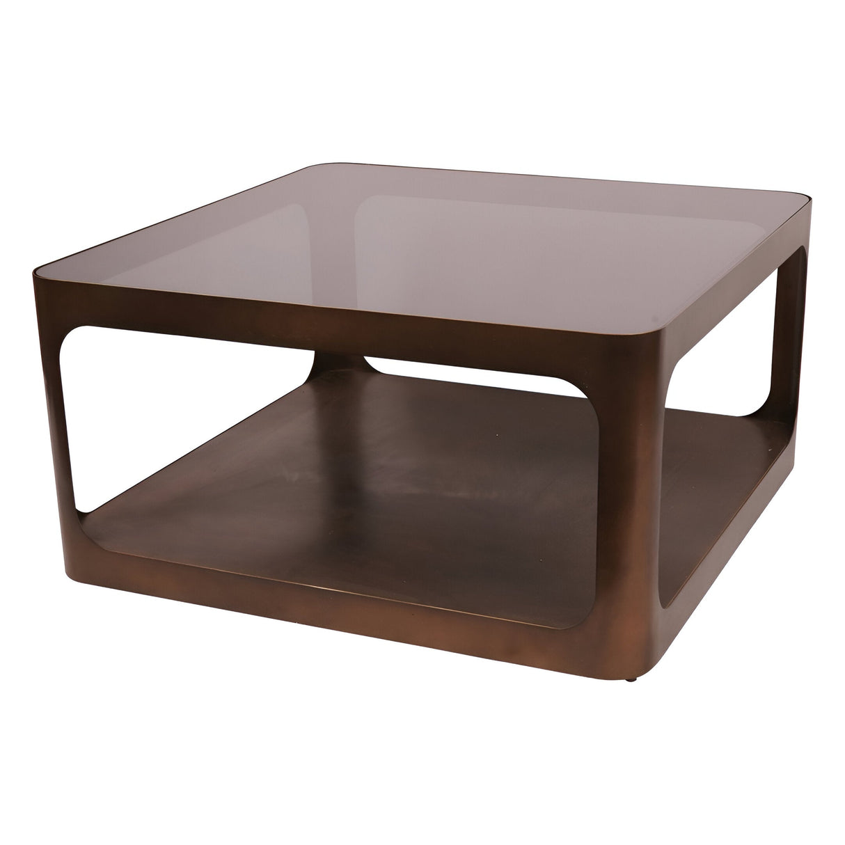 Thorpe Metal & Glass Square Coffee Table - Gold
