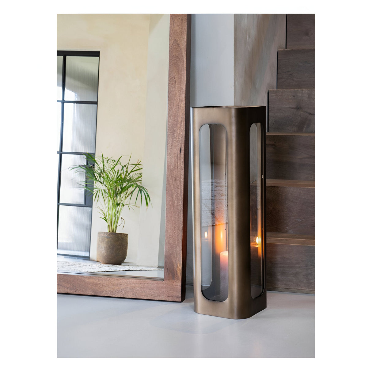 Thorpe Metal & Glass Hurricane Large 78cm - Gold