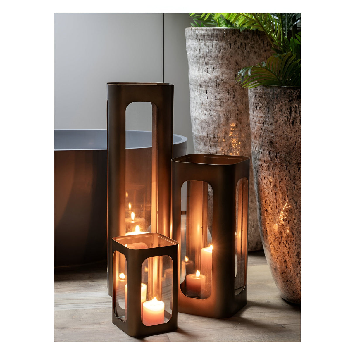 Thorpe Metal & Glass Hurricane Large 78cm - Gold