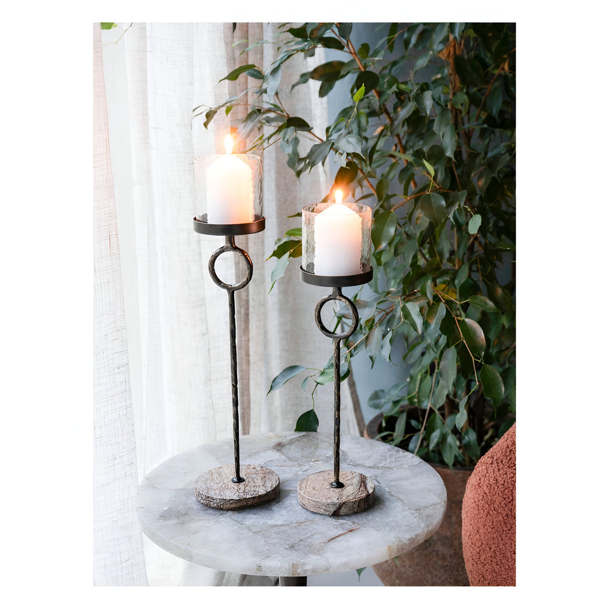 Rutland Small Floor Hurricane 92cm - Antique Gold