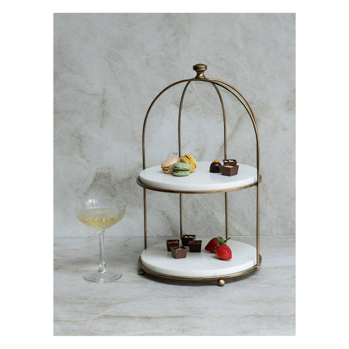 Belvedere Two Tiered Buffet Stand - Aged Gold