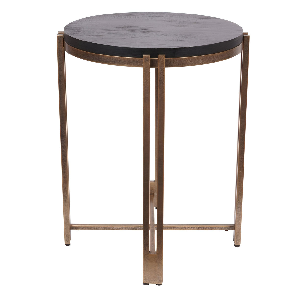 Dalston Sandblasted Wood Side Table - Black & Champagne Frame