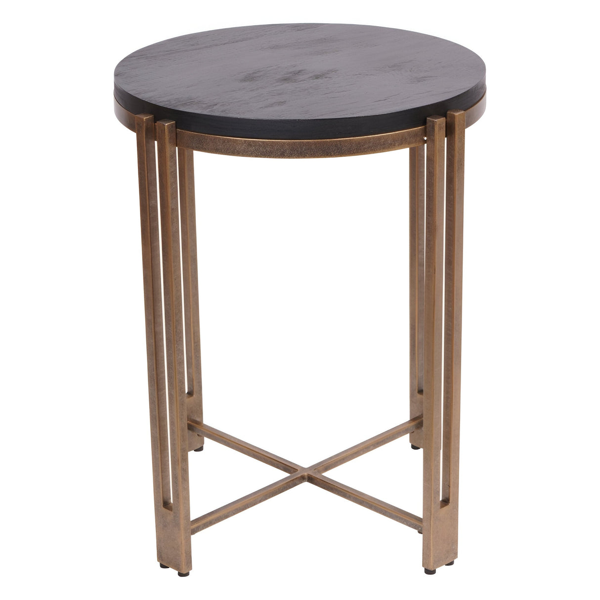 Dalston Sandblasted Wood Side Table - Black & Champagne Frame