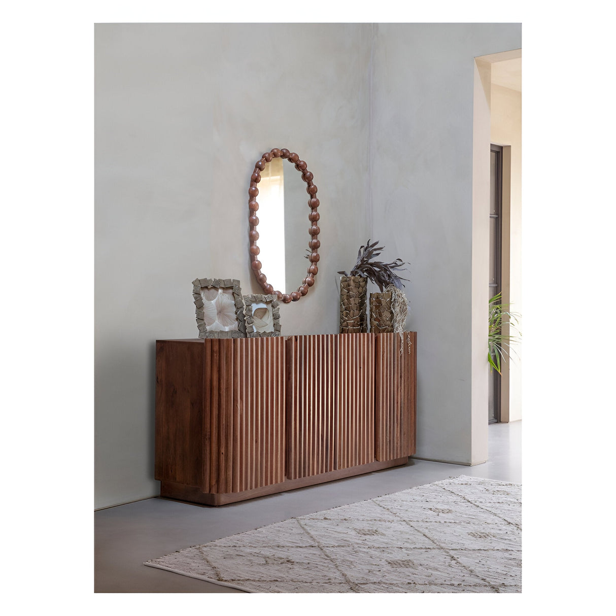 Carmel Oval Wooden Carved Wall Mirror - 61x89cm