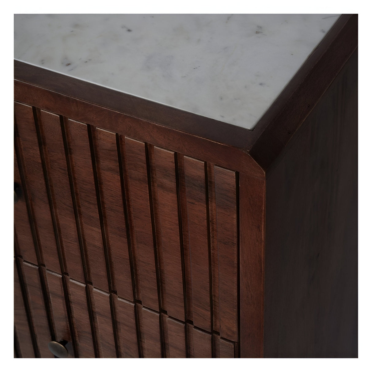 Carmel Wooden 6-Drawer Chest With Marble Top - Brown