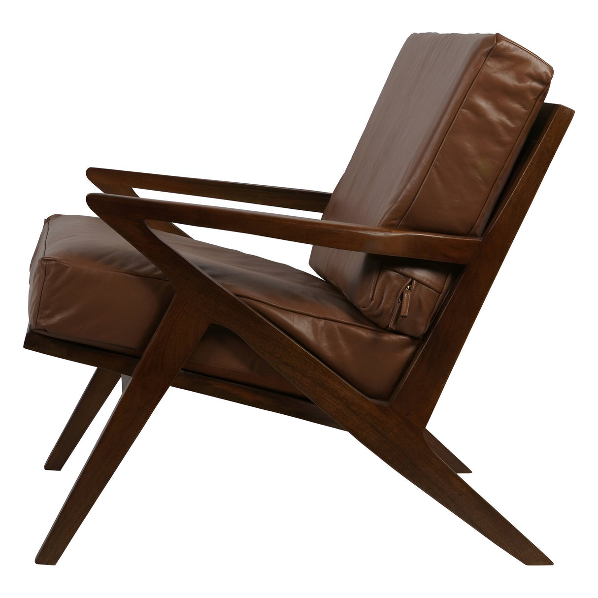 Atherton Wooden Upholstered Leather Armchair - Brown