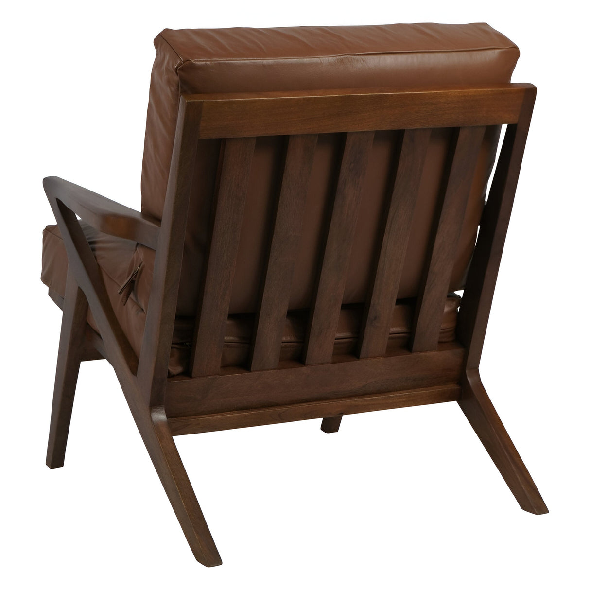 Atherton Wooden Upholstered Leather Armchair - Brown