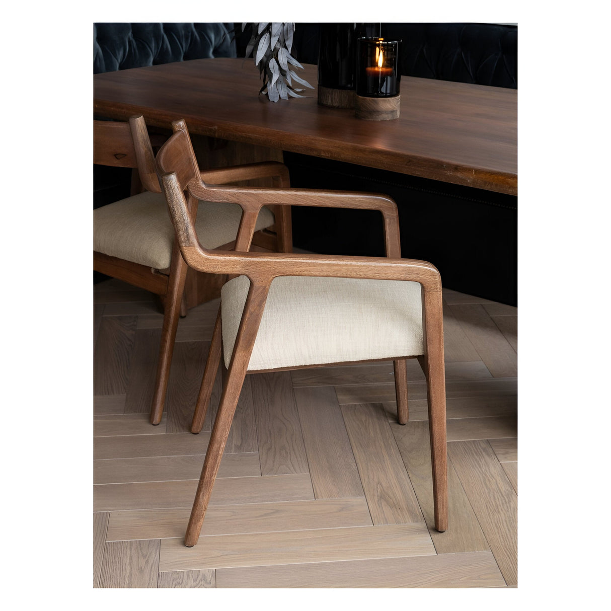 Monterey Wooden Upholstered Dining Chair - Beige