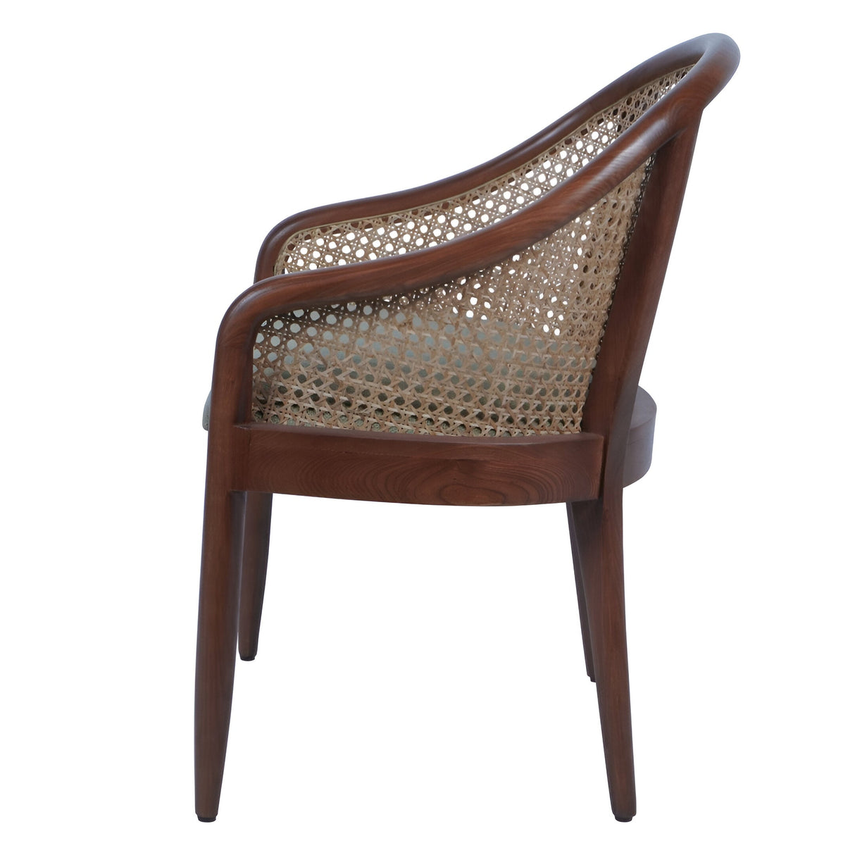 Carmel Oak Armchair With Cane & Upholstery - Brown