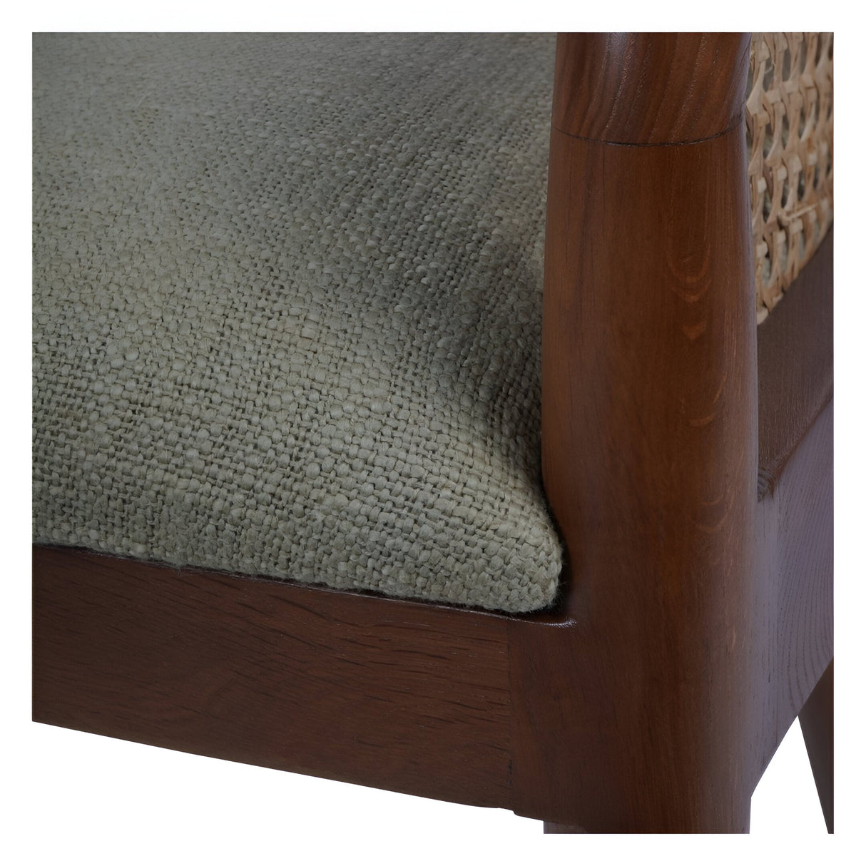 Carmel Oak Armchair With Cane & Upholstery - Brown