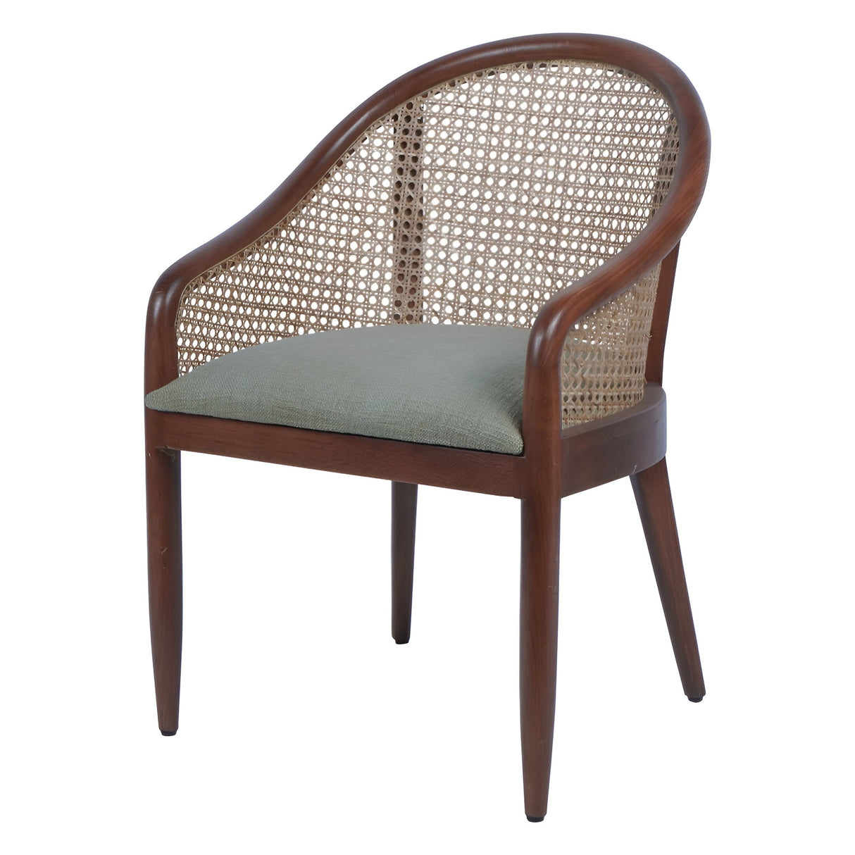 Carmel Oak Armchair With Cane & Upholstery - Brown