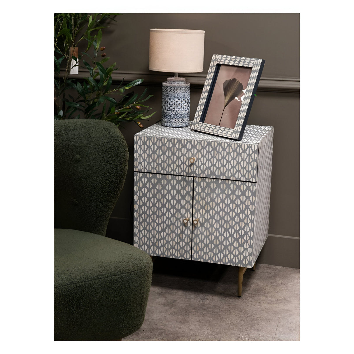Burgess 2-Door Bedside Cabinet - Grey