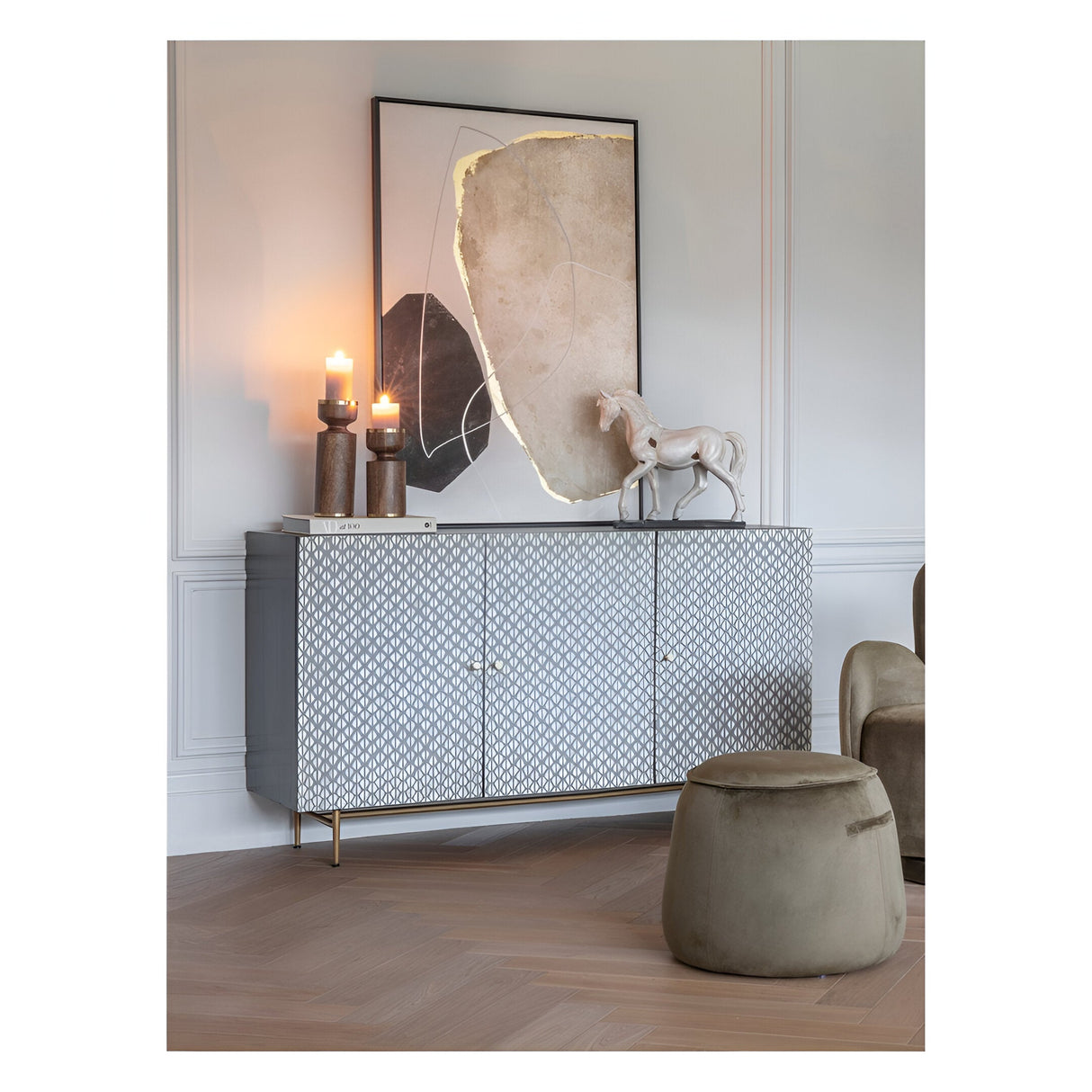 Burgess 3-Door Buffet Sideboard - Grey