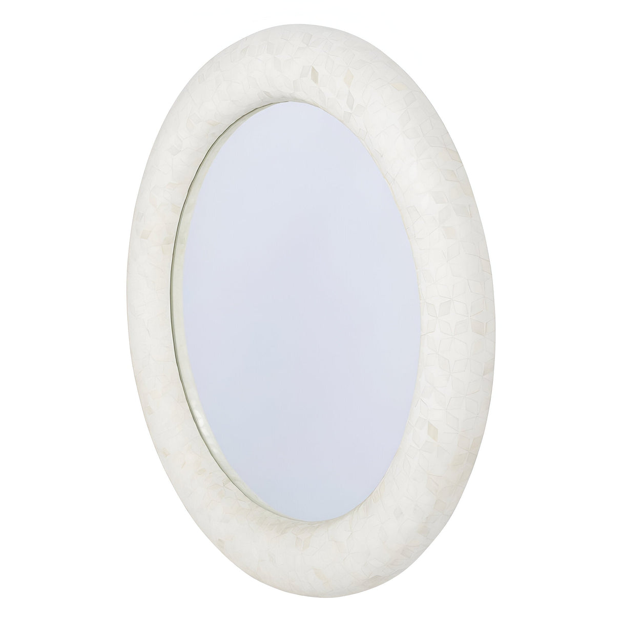 Aspen Bone Inlay Round Wall Mirror White - 100cm