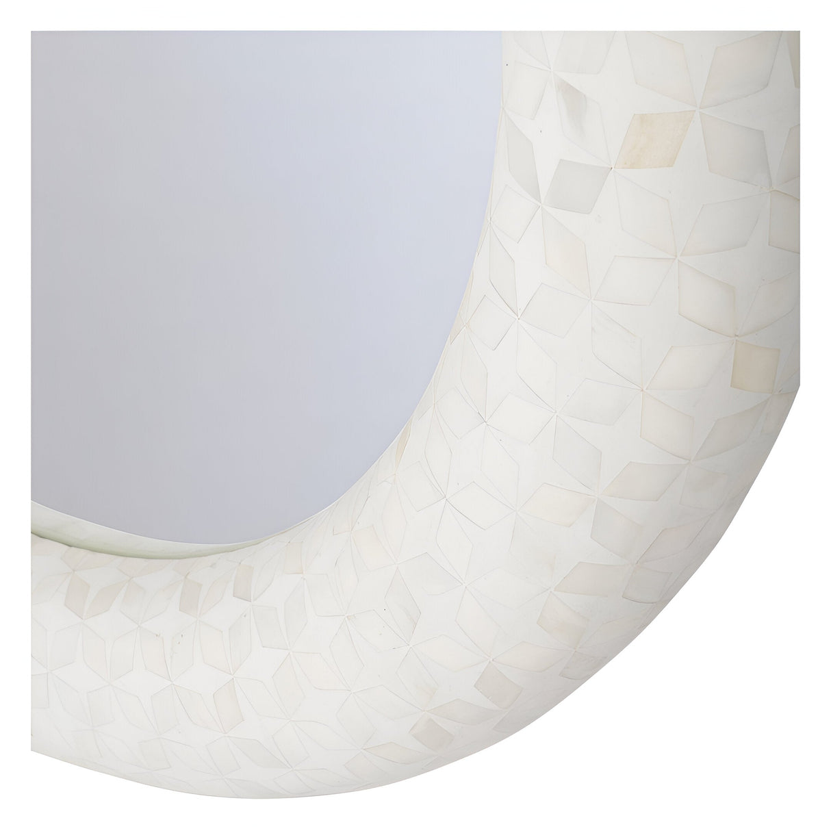Aspen Bone Inlay Round Wall Mirror White - 100cm