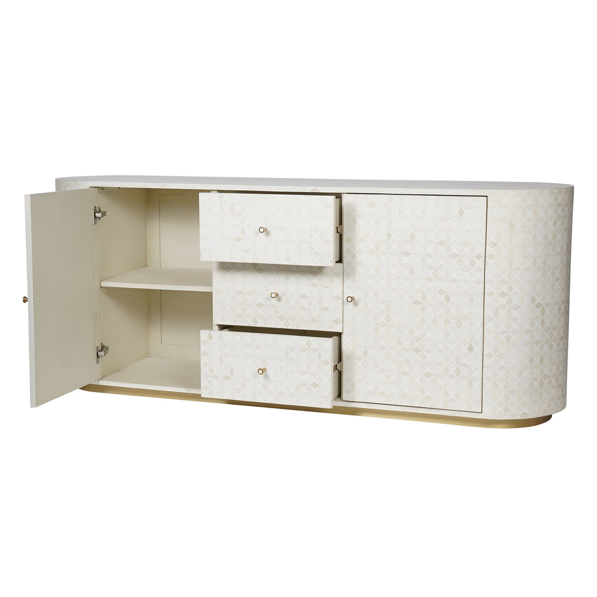 Aspen Bone Inlay Buffet Sideboard - White