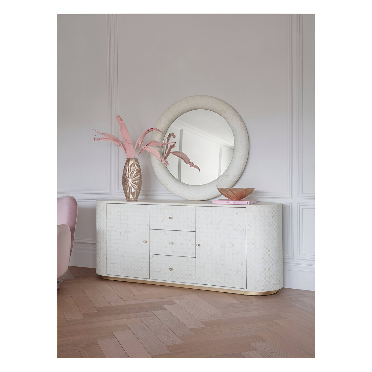 Aspen Bone Inlay Buffet Sideboard - White