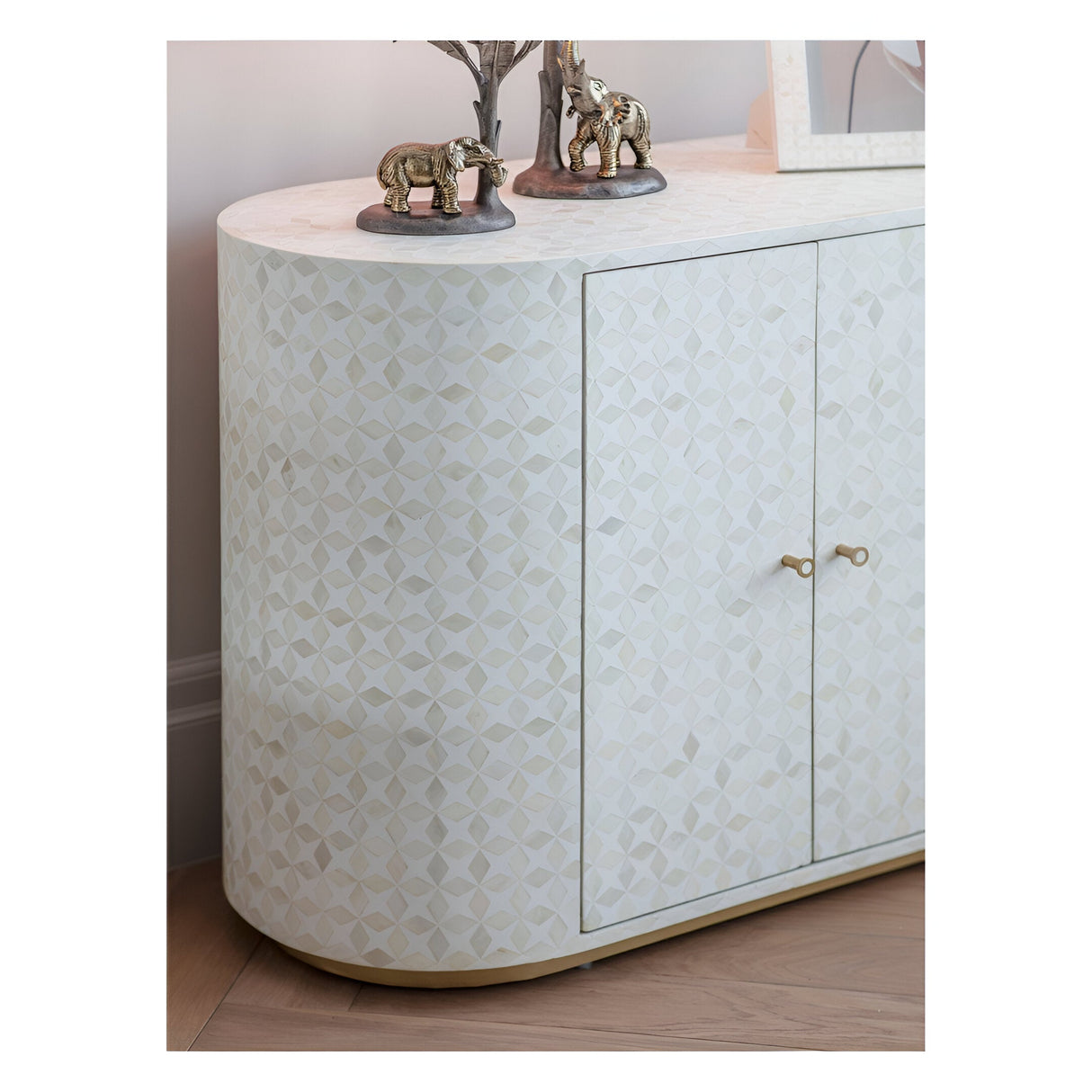 Aspen Bone Inlay 2-Door Cabinet - White