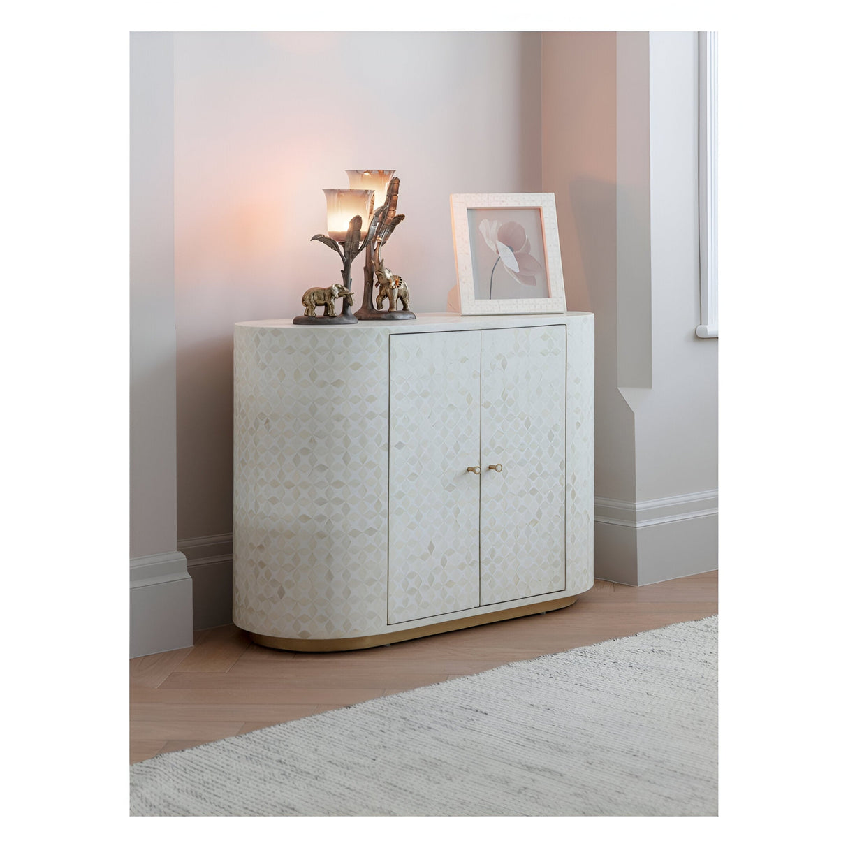 Aspen Bone Inlay 2-Door Cabinet - White