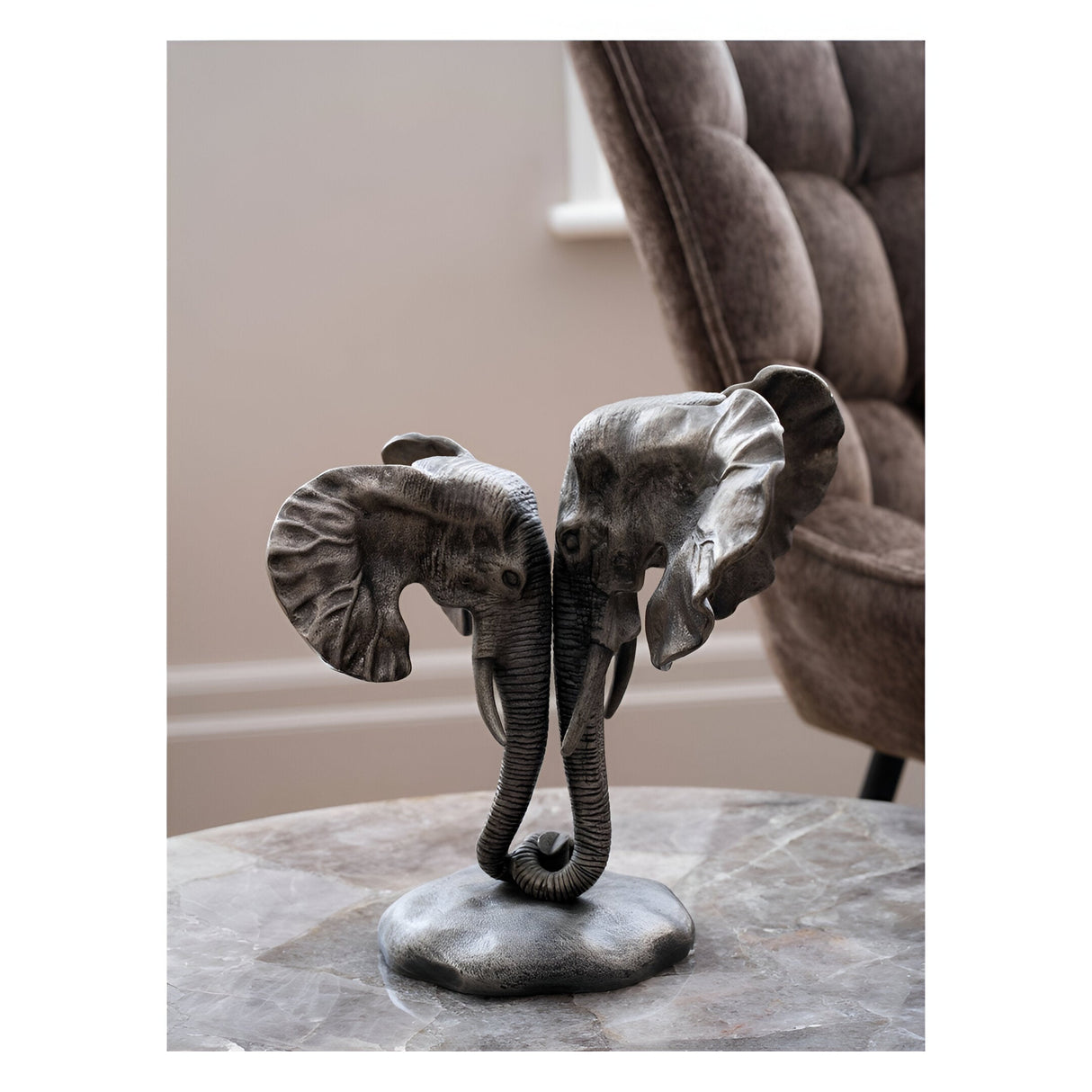 Kariba Cast Aluminium Nuzzling Elephants Figurine - 31cm