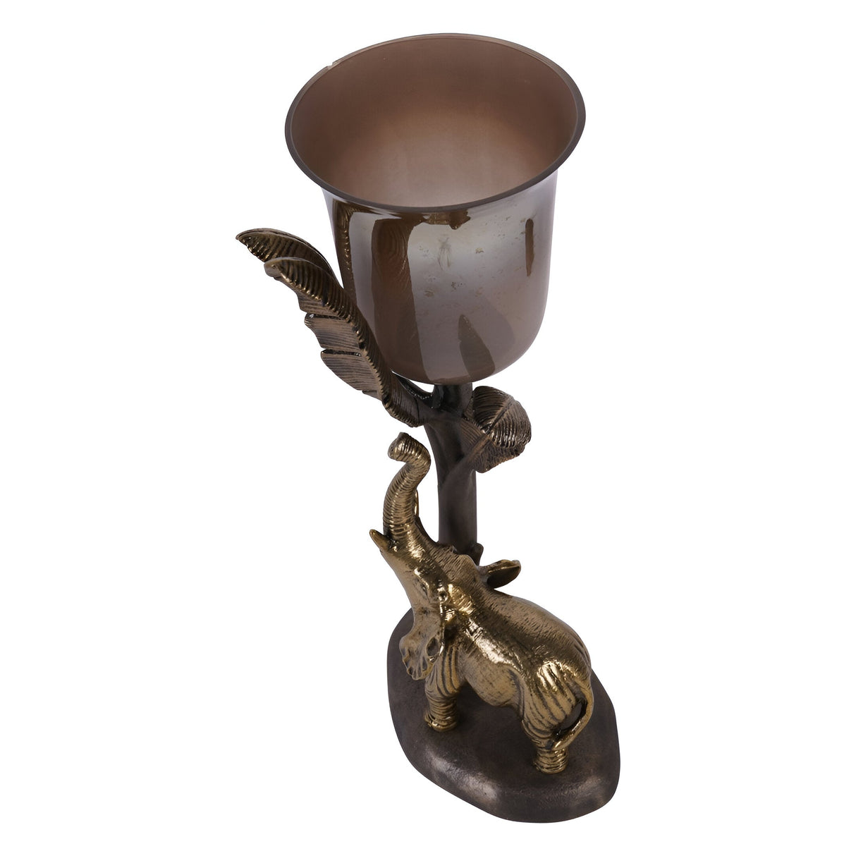 Kariba Elephant Large Hurricane 37cm - Antique Brass