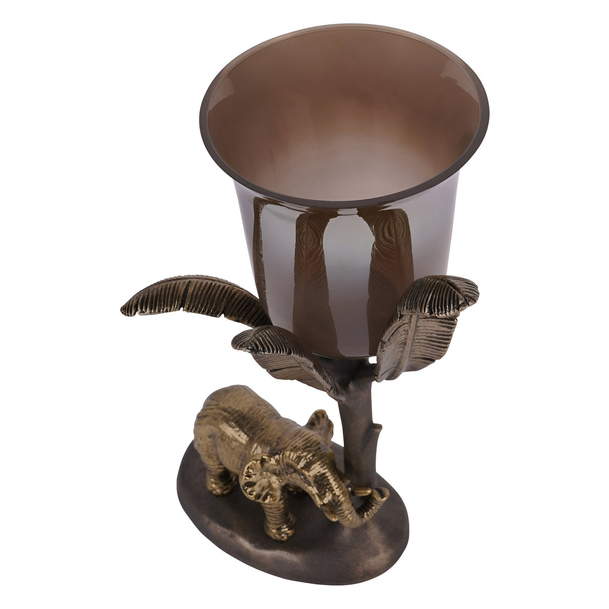 Kariba Elephant Small Hurricane 30cm - Antique Brass