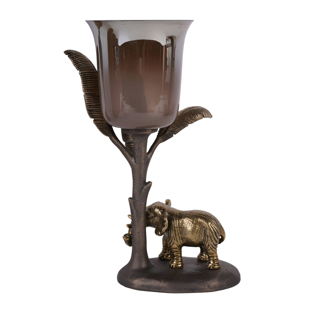 Kariba Elephant Small Hurricane 30cm - Antique Brass