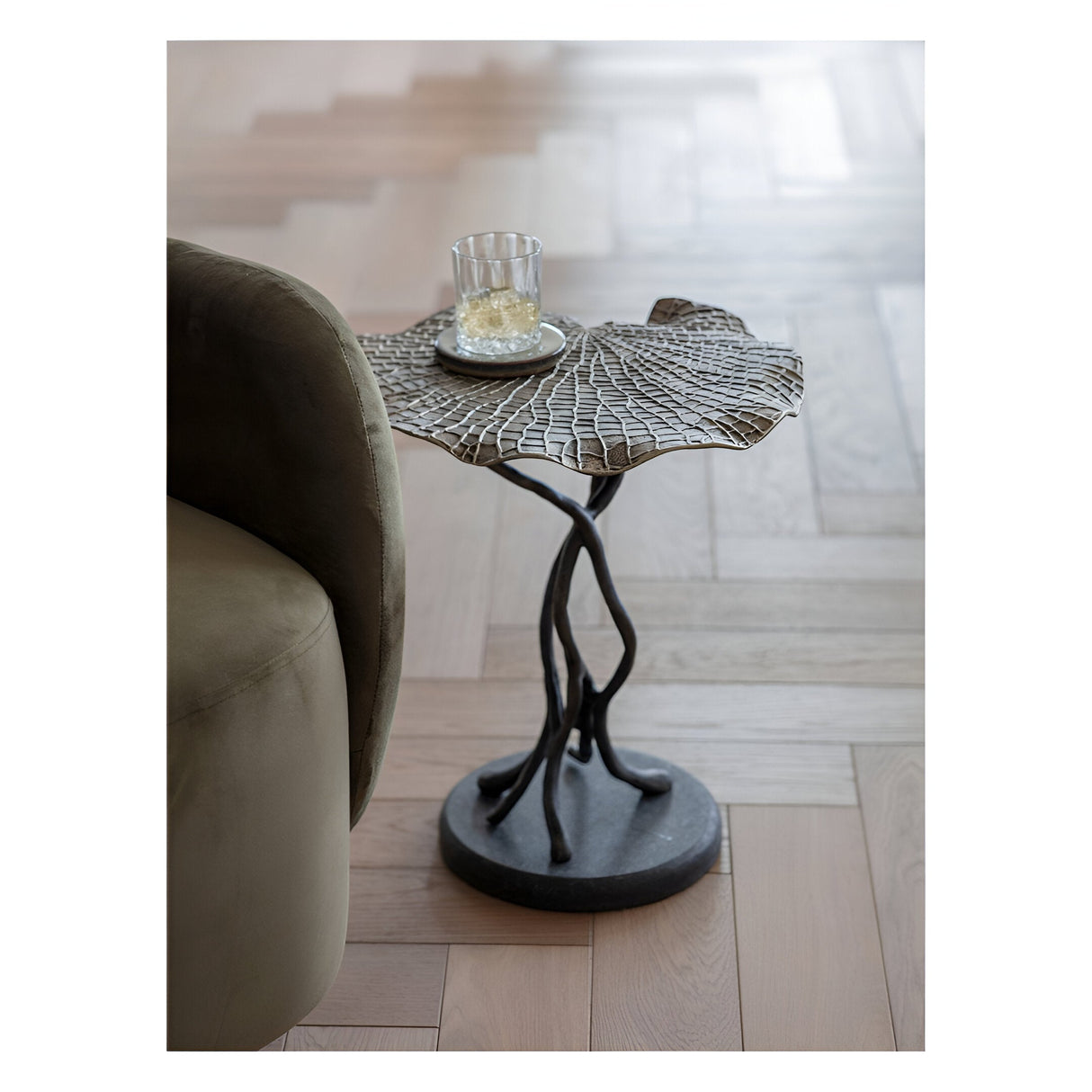 Lily Pad Leaf Side Table - Gold