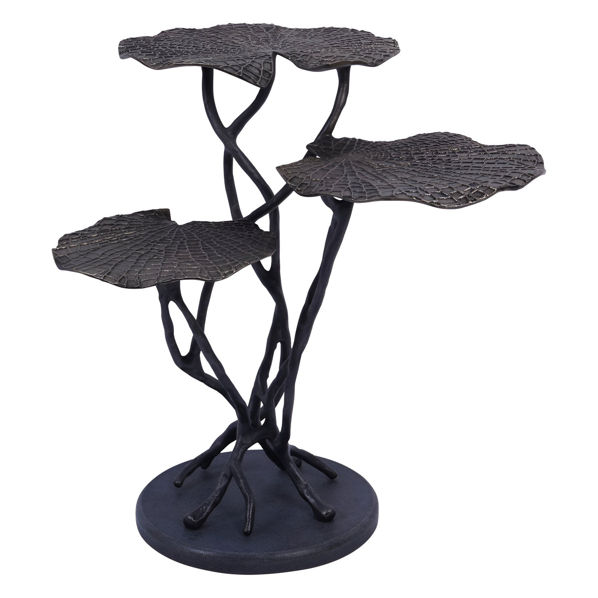 Lily Pad Leaf Trio Aluminium Side Table - Black