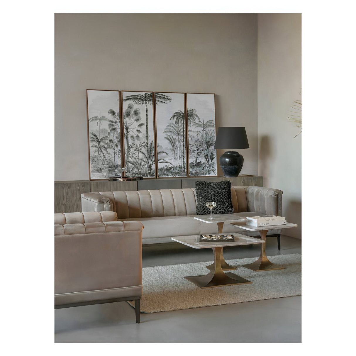 Morchino Marble Side Table 55cm - White & Bronze