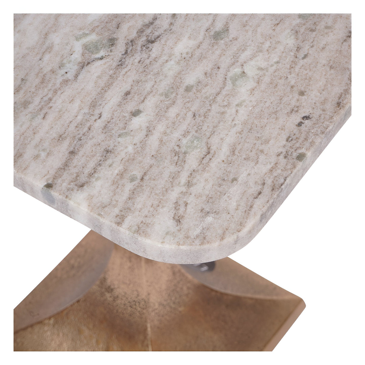 Morchino Marble Side Table 44cm - White & Bronze