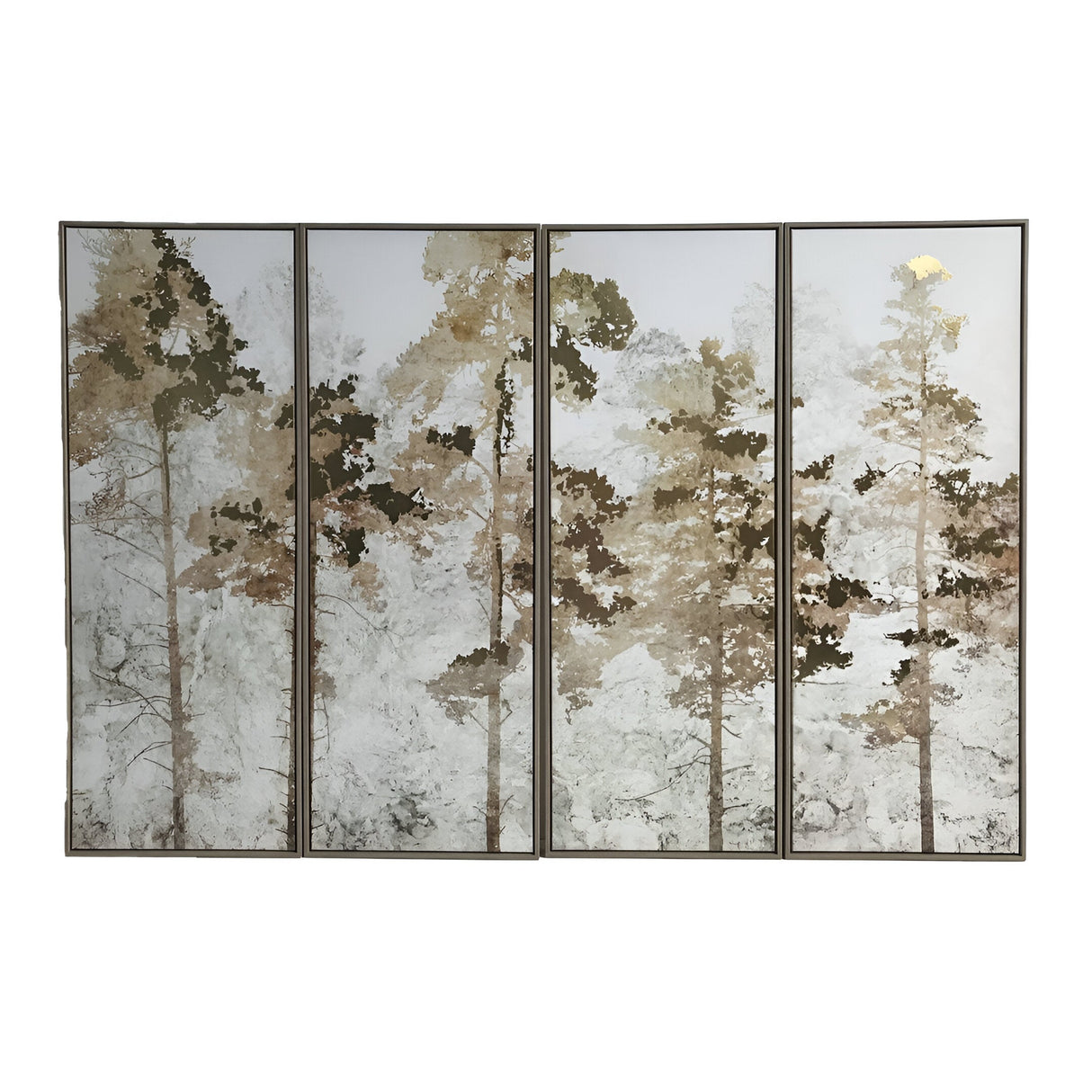 Foil Trees Set of 4 Framed Wall Art - 45x120cm
