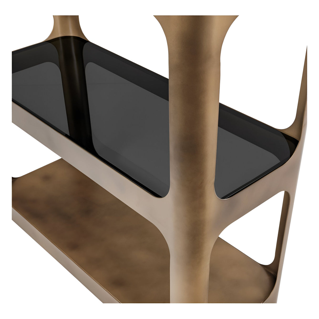 Thorpe Metal & Glass Shelving Unit - Dark Smoked Gold