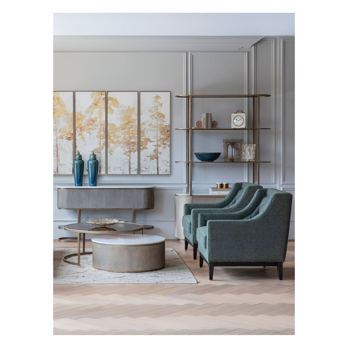 Belvedere Shelving Unit With Storage - Aged Gold