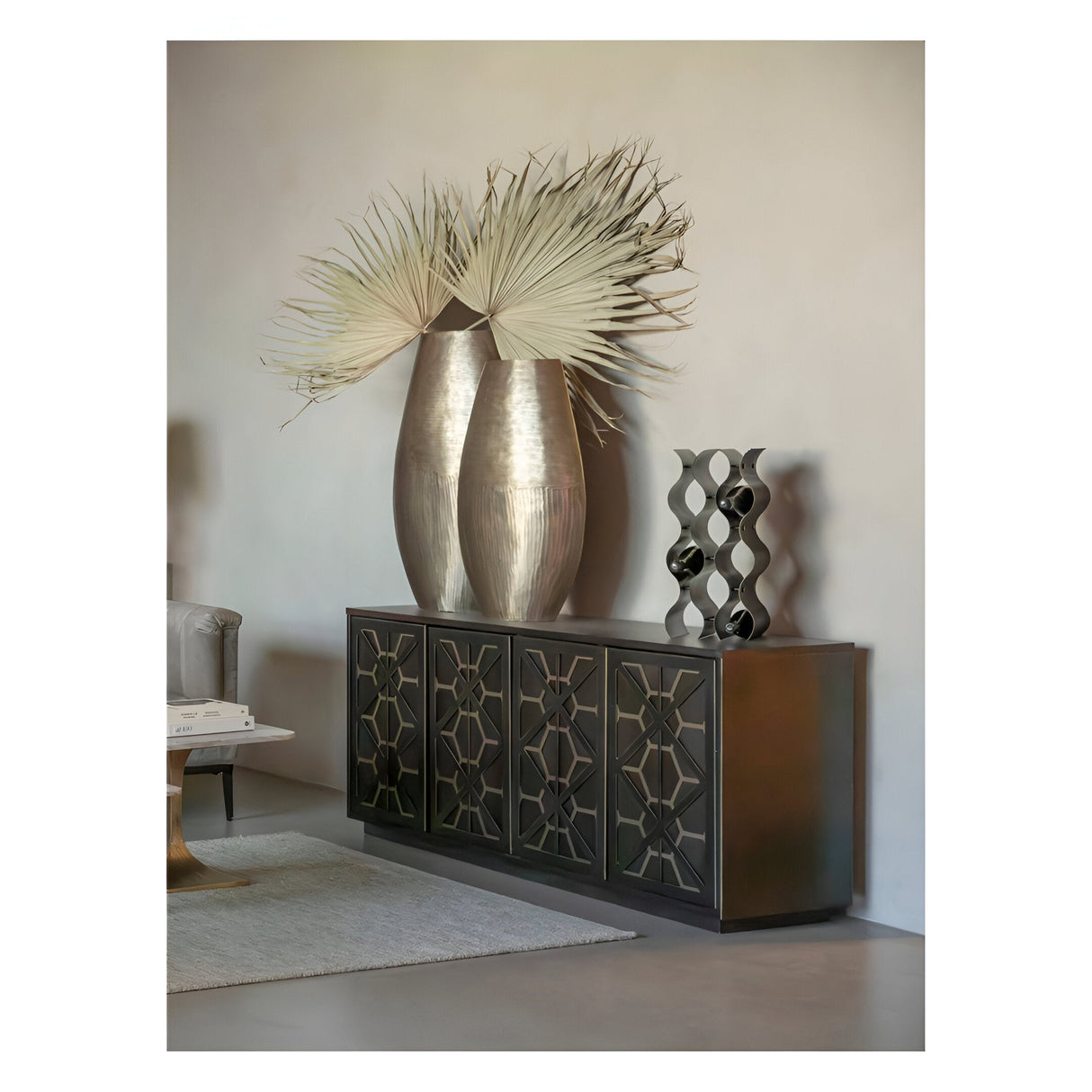 Southwold Textured Oval Vase 80cm - Antique Brass