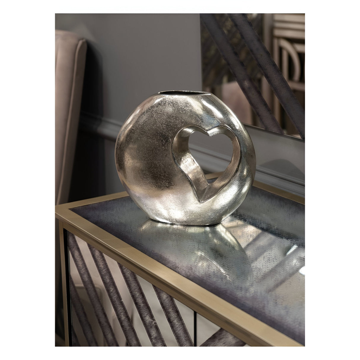 Esme Heart Cast Aluminium Sculptural Vase - Silver