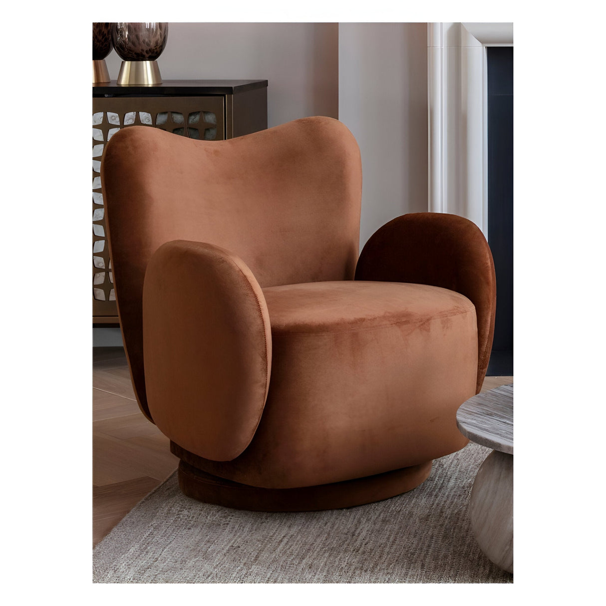Bingham Upholstered Swivel Chair - Soft Caramel