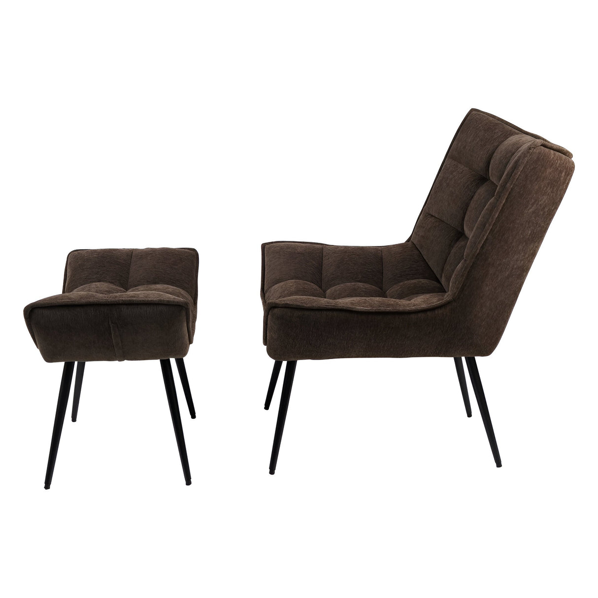 Chrishall Occasional Chair With Footstool - Brown Velour