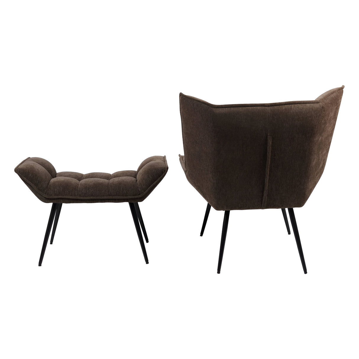 Chrishall Occasional Chair With Footstool - Brown Velour