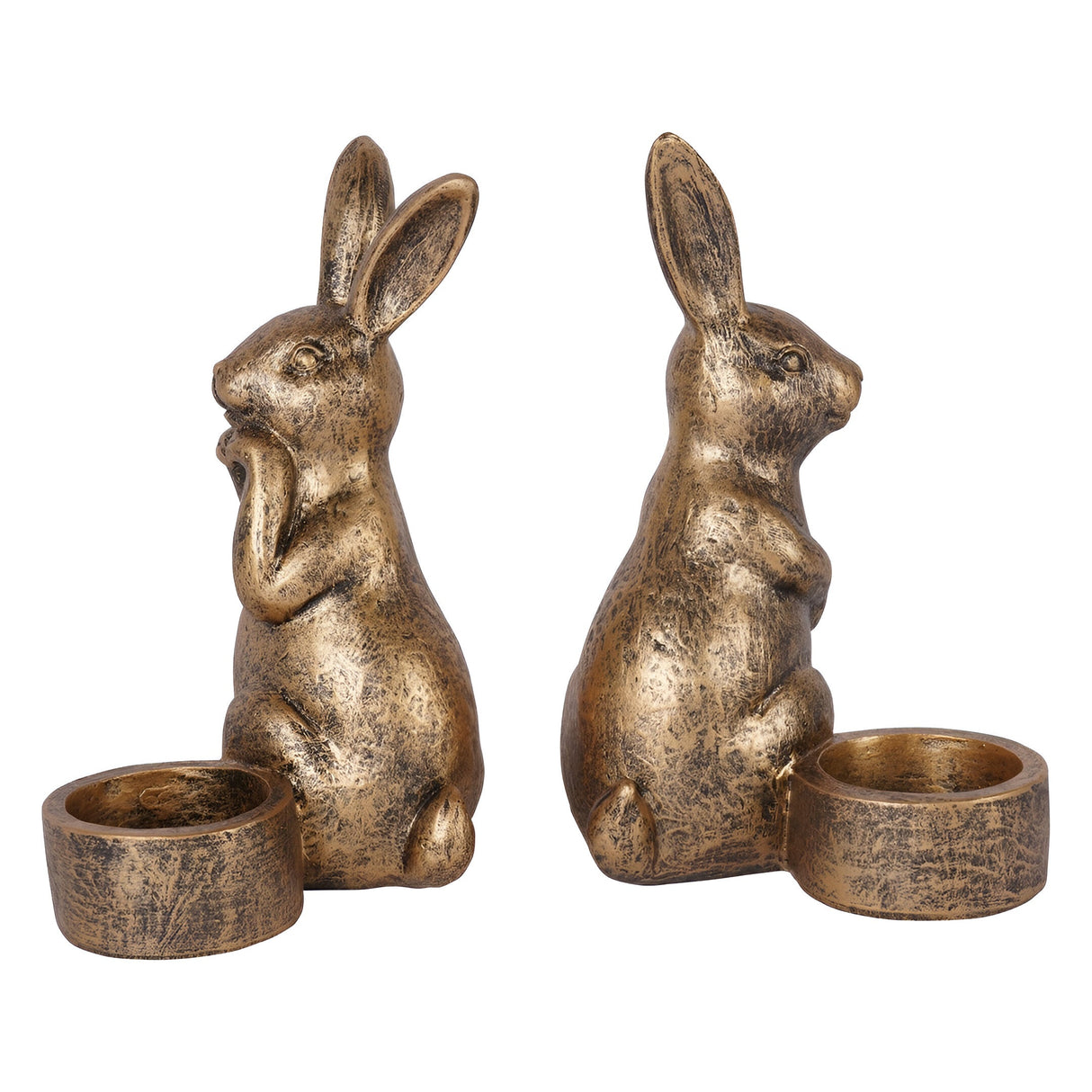 Laura Ashley Set of 2 Rabbit Tealight Holders - Antique Gold