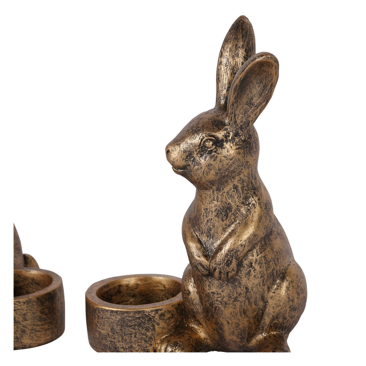 Laura Ashley Set of 2 Rabbit Tealight Holders - Antique Gold