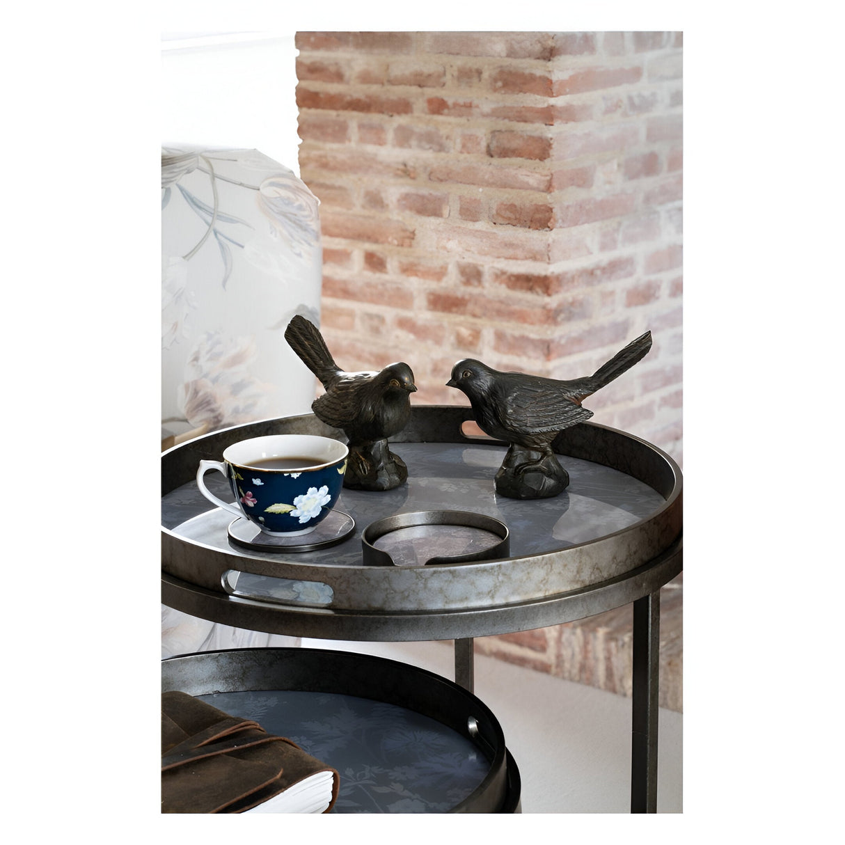 Laura Ashley Set of 2 Resin Sitting Bird Figurines - 14cm