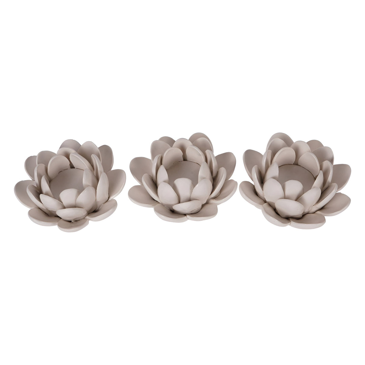 Laura Ashley Set of 3 Larkhill Lotus Tealight Holders - Off White