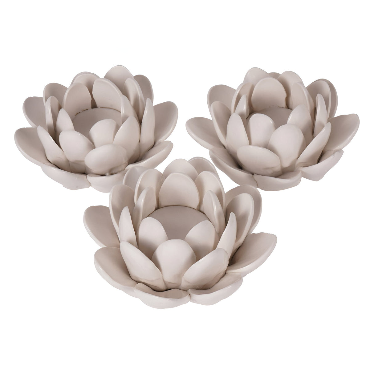 Laura Ashley Set of 3 Larkhill Lotus Tealight Holders - Off White