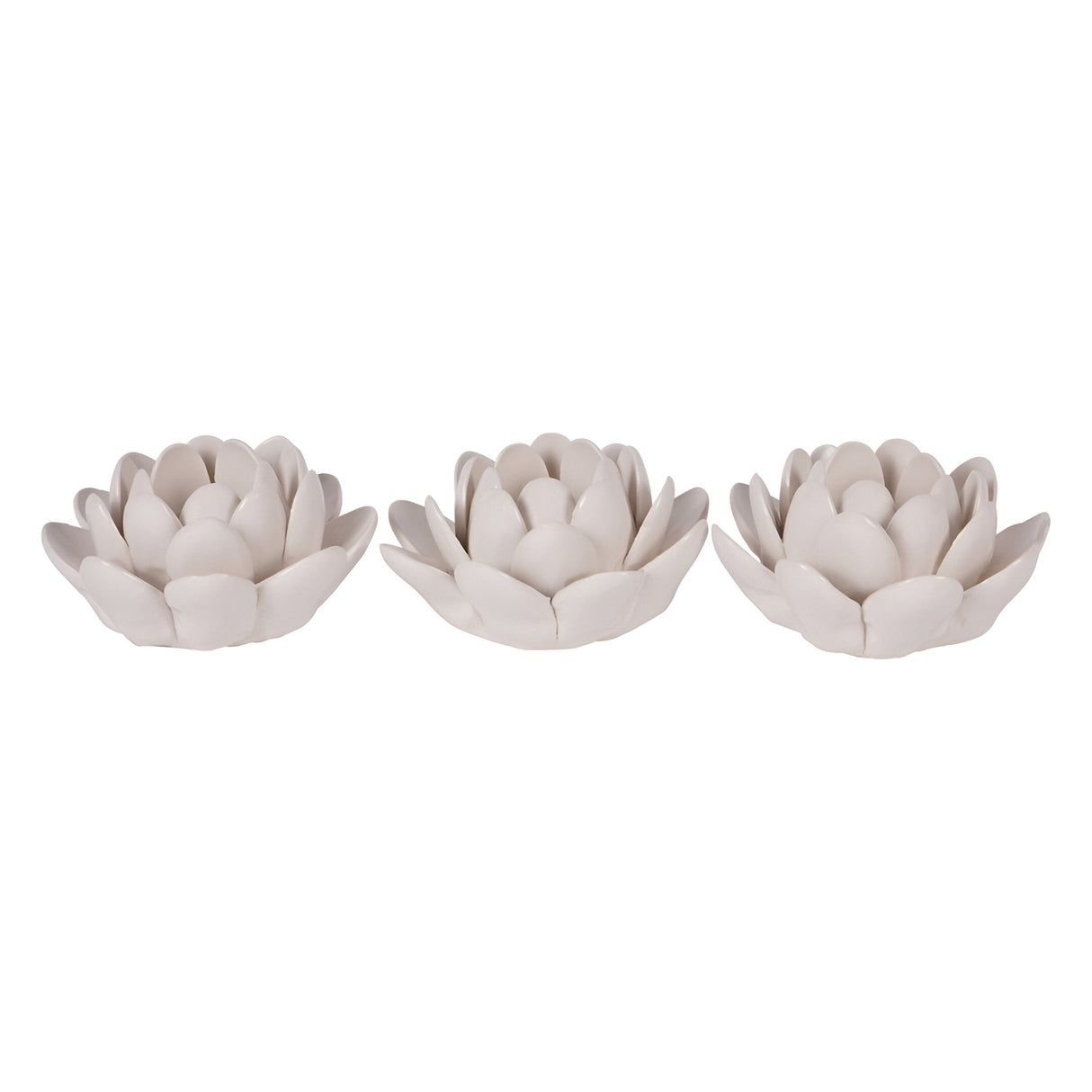 Laura Ashley Set of 3 Larkhill Lotus Tealight Holders - Off White