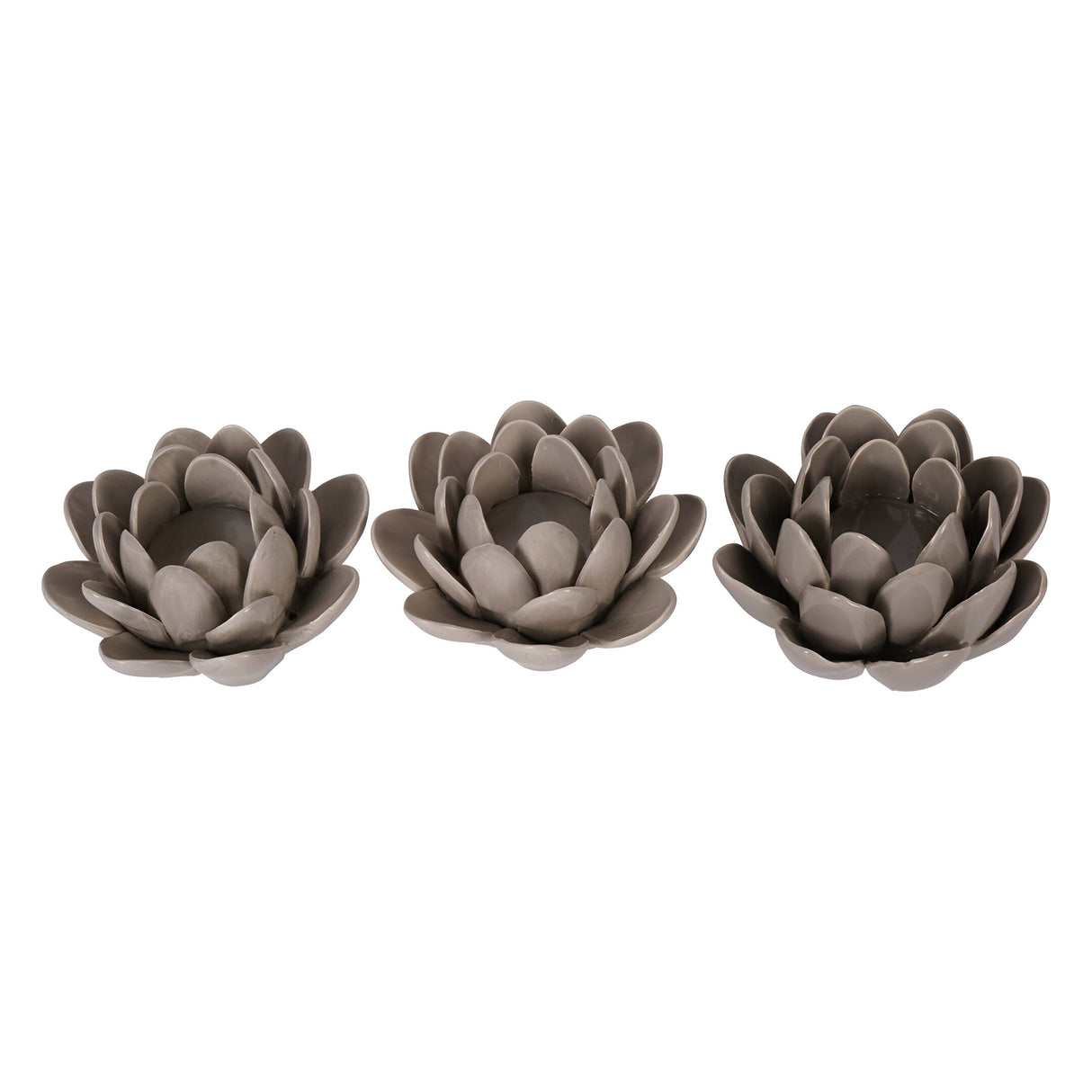 Laura Ashley Set of 3 Larkhill Lotus Tealight Holders - Dark Dove Grey
