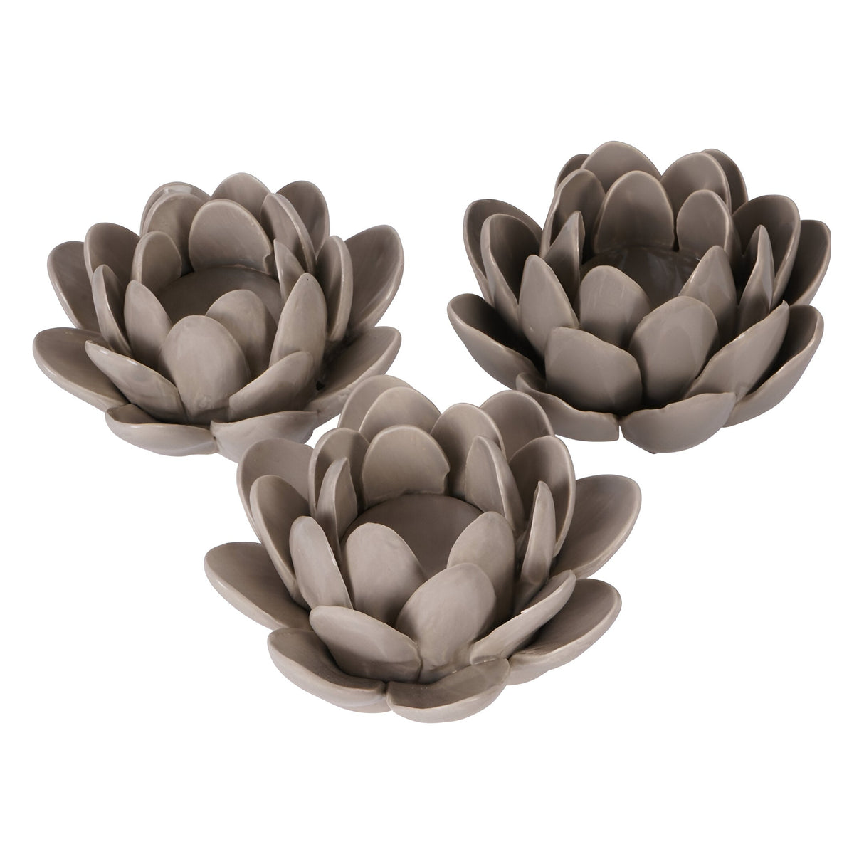Laura Ashley Set of 3 Larkhill Lotus Tealight Holders - Dark Dove Grey