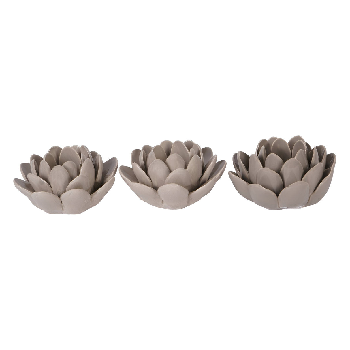 Laura Ashley Set of 3 Larkhill Lotus Tealight Holders - Dark Dove Grey